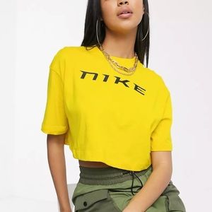 Nike yellow oversized crop t-shirt